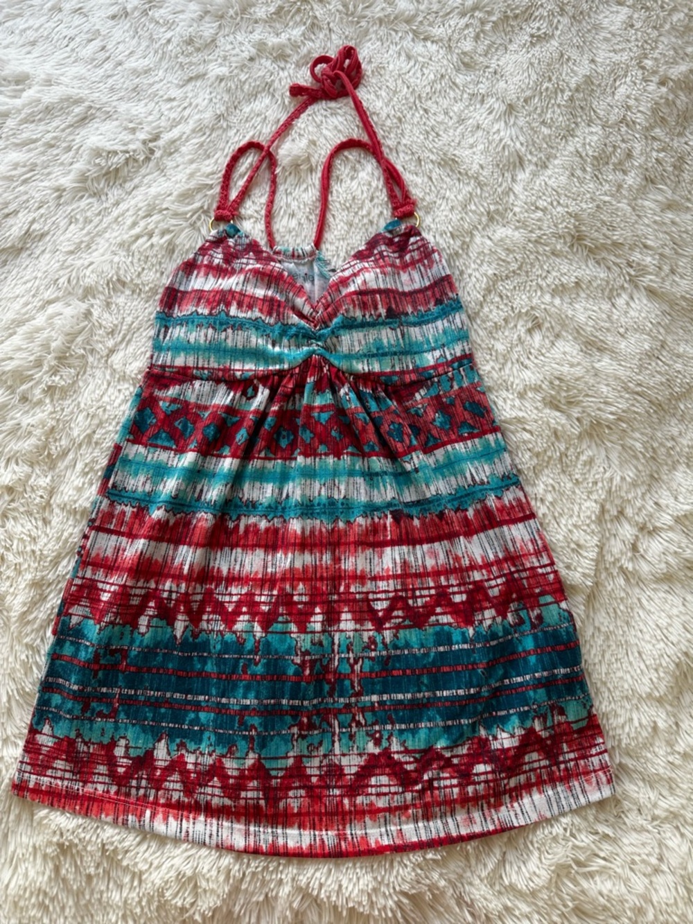 Energie Women’s Blue White Coral Pink Strappy Halter Tank Top Size: Medium